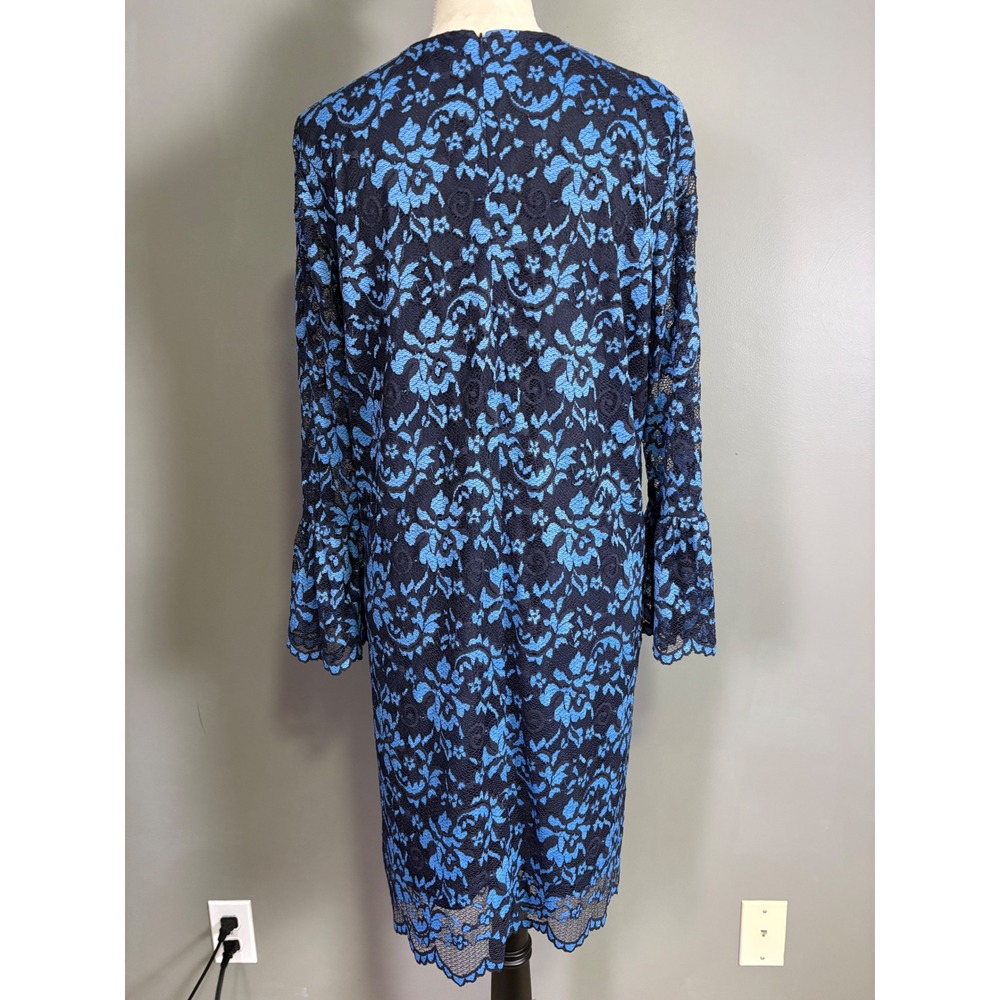 Ganni Flynn Lace Dress 40 US 8/10 Fluted Sleeve Shift Maximalist Party Retro - Picture 3 of 9